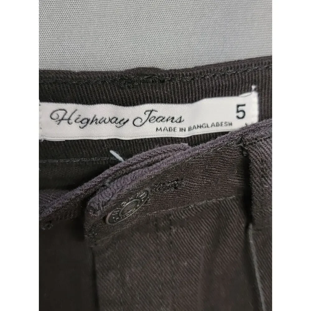 HIGHWAY JEANS WOMEN'S BLACK JEANS DENIM CUFFED SHORTS 5 B30.1